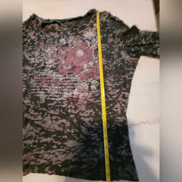 {BOGO FREE} Venezia Black and Purple Graphic 3/4 Sleeve Tee Size 18 - Picture 4 of 7